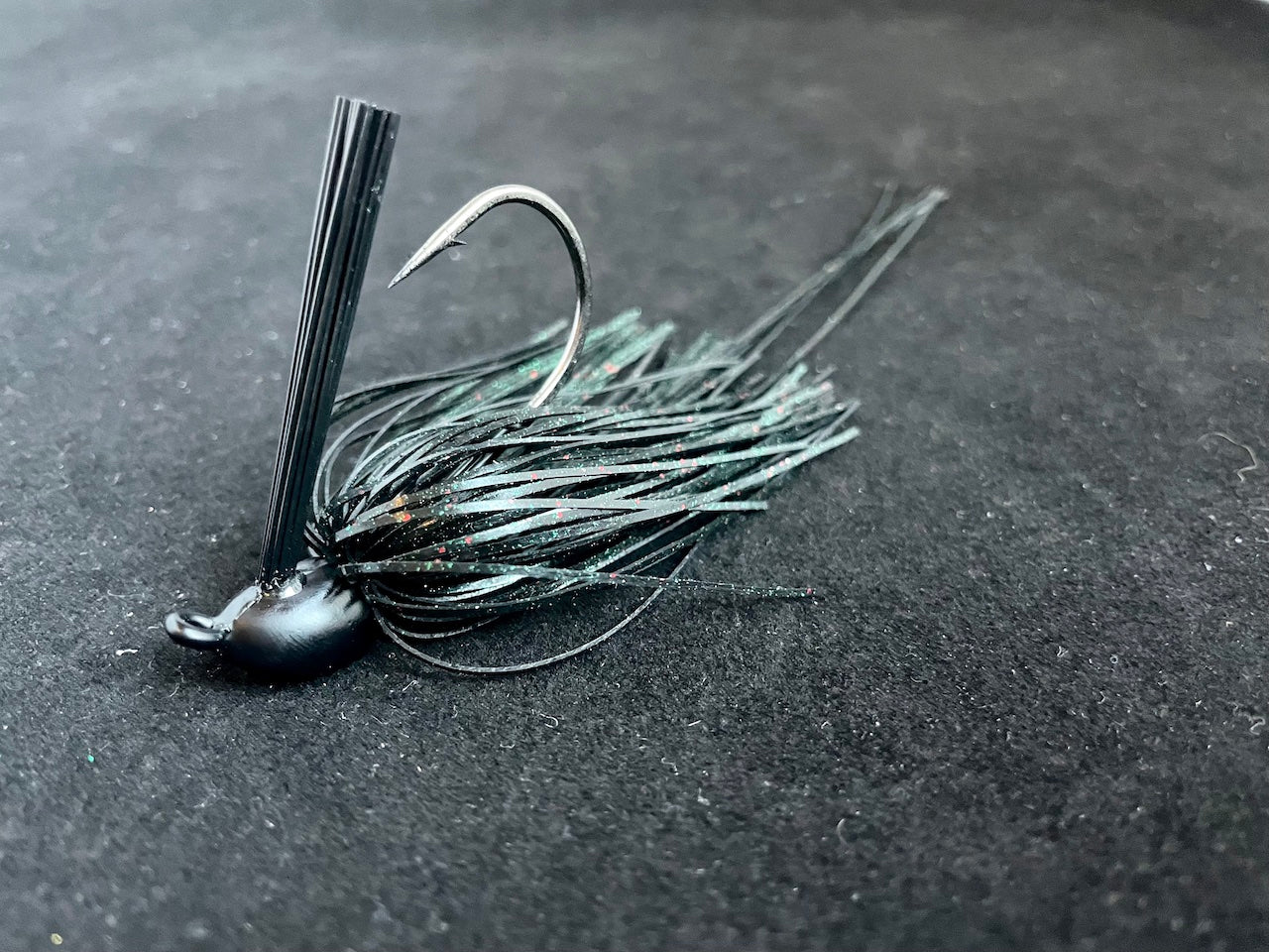 Black Angel Lures Flipping Jig black with red and green flake